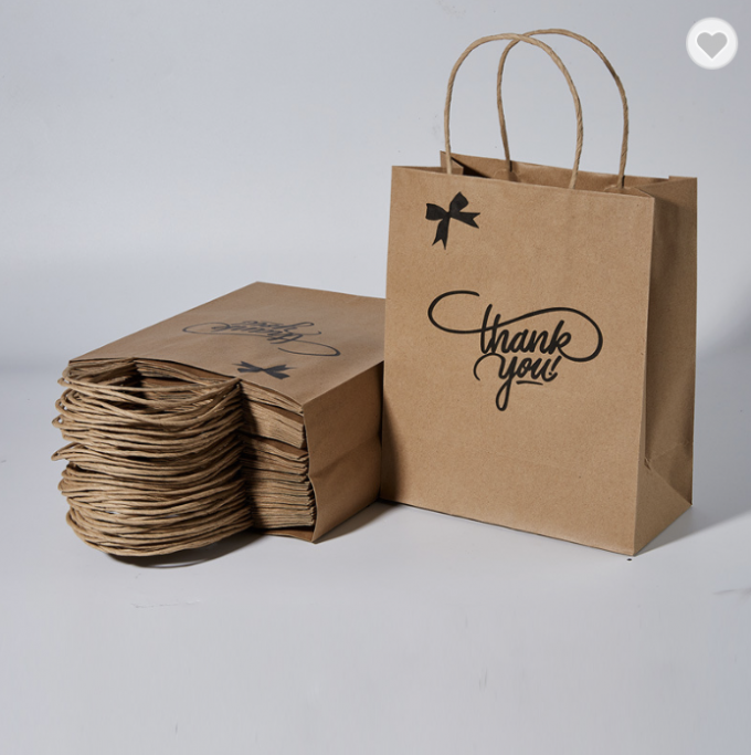 Opakowania z papieru podlegającego recyklingowi Brązowy Czarny Niestandardowe torebki z papieru Kraft z uchwytem 0