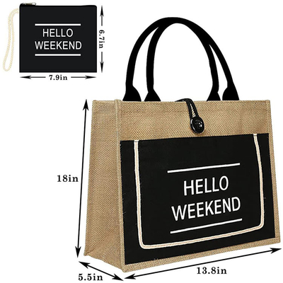 Dobra cena. Drukowane zakupy Jute Tote Bags Organic Burlap Beach Bag w Internecie
