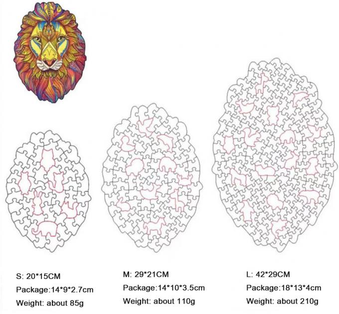 Tajemniczy Lew, personalizowana drewniana układanka Puzzles, prezent dla dorosłych dzieci. 2