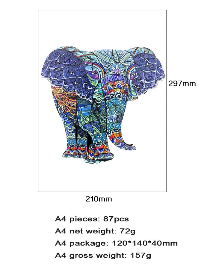 Różkolorowa podłoga w kształcie zwierzęcia drewniany słoń Puzzle dla 3-latków 3