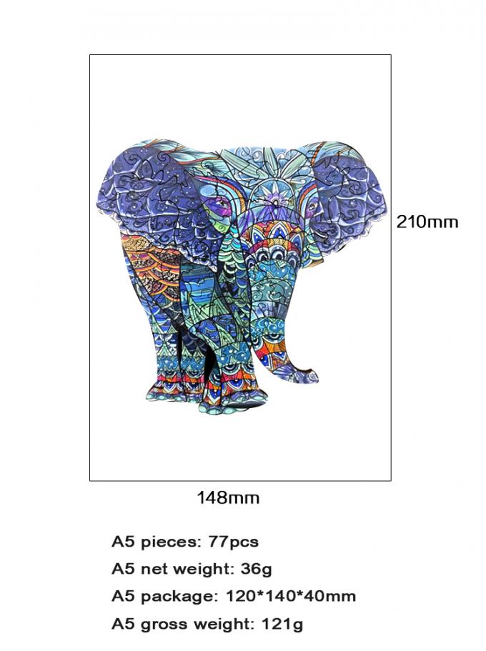 Różkolorowa podłoga w kształcie zwierzęcia drewniany słoń Puzzle dla 3-latków 2