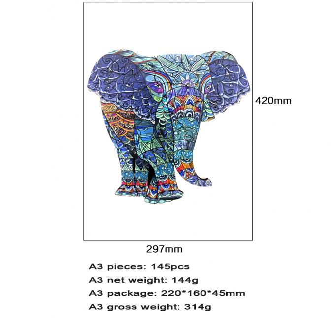 Różkolorowa podłoga w kształcie zwierzęcia drewniany słoń Puzzle dla 3-latków 4