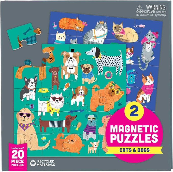 Koty Psy Magnetyczna Puzzle 6,5 x 6,5 " Multicolor 0