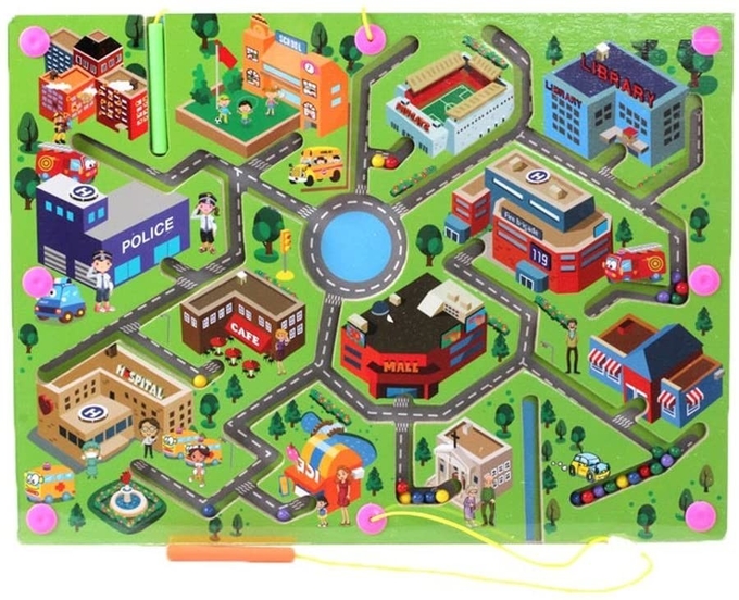 Dzieci miejski ruch drzewny Magnetyczny Puzzle Labirynt Gry planszowe Zabawki edukacyjne 0